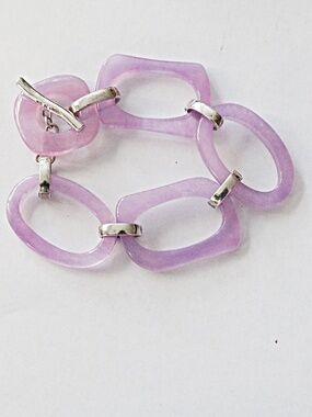 Gorgeous Statement Lavender Jade Sterling Bracelet